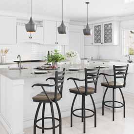 415 Jackie with Arms Swivel Stool with Black Wrinkle Finish and Medium Oak Seat, AGS-41525BWMedOak